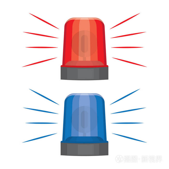 蓝色和红色闪烁警示灯警报器