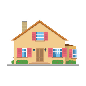 可爱的卡通矢量插画的住宅别墅照片