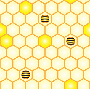 抽象的无缝图案的梳子和程式化的蜜蜂