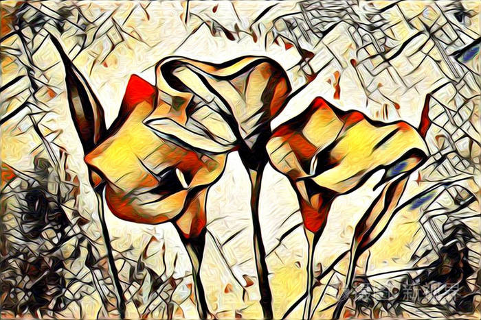 抽象花卉艺术插图