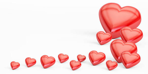 红色的心，情人节的概念。3d 渲染