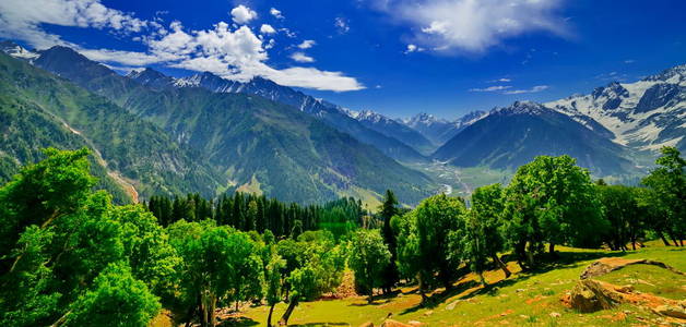 与印度 Sonamarg，查谟和克什米尔邦雪美丽山景