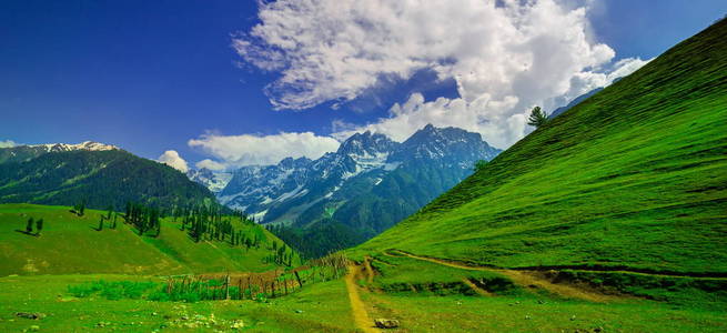 与印度 Sonamarg，查谟和克什米尔邦雪美丽山景