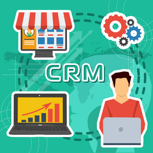 绿背景 Crm 概念粗粗的线