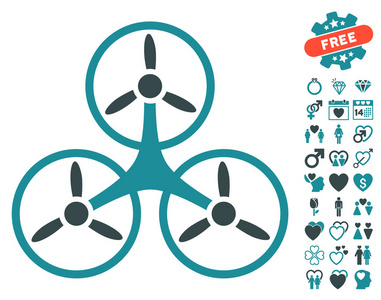 空气 Tricopter 圆形图标与可爱的奖金