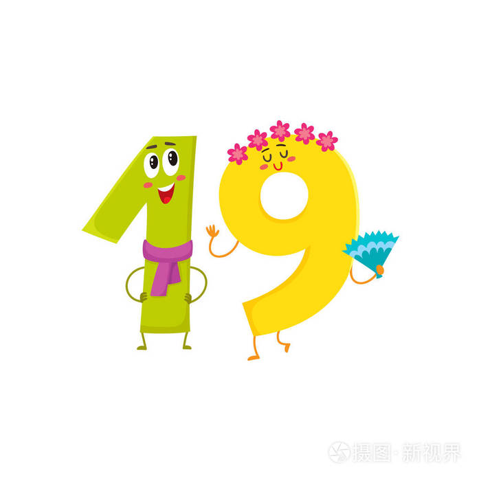 可爱又搞笑多彩19数字字符生日问候