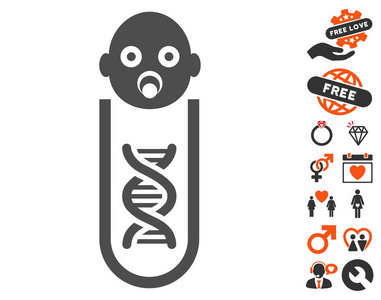 婴儿的遗传分析图标与爱奖金图片