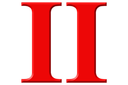 罗马字体二罗马数字二, 垛,2,两个,在白色的背景下,三维分离照片