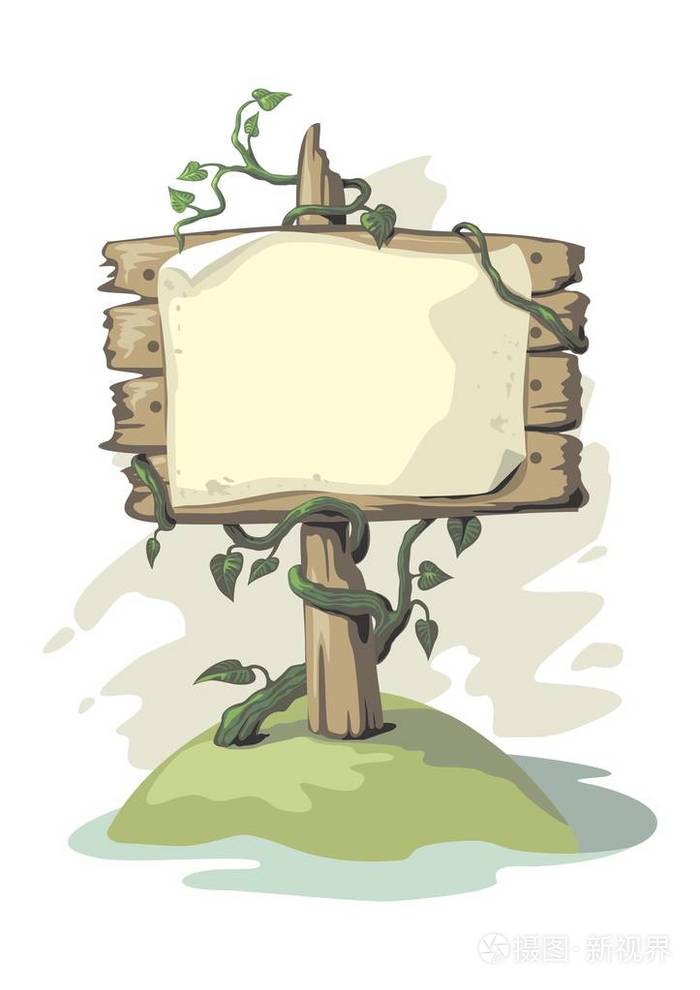 与植物的广告牌插画-正版商用图片0xd299-摄图新视界