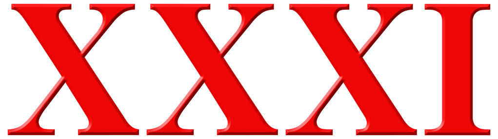 数字o联合国大学罗马数字 xxxi et triginta,31,三十一,孤立 o照片
