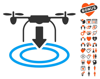 无人机着陆图标与可爱的奖金