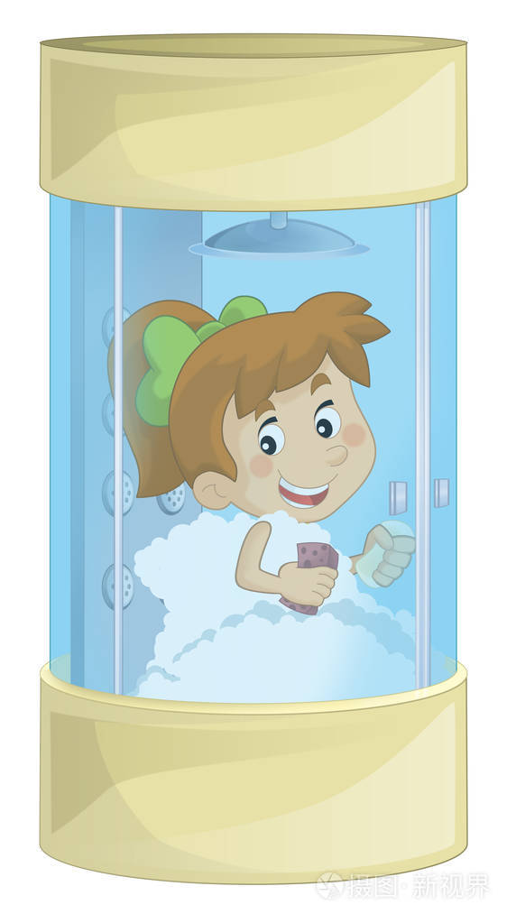 在浴室里的卡通女孩