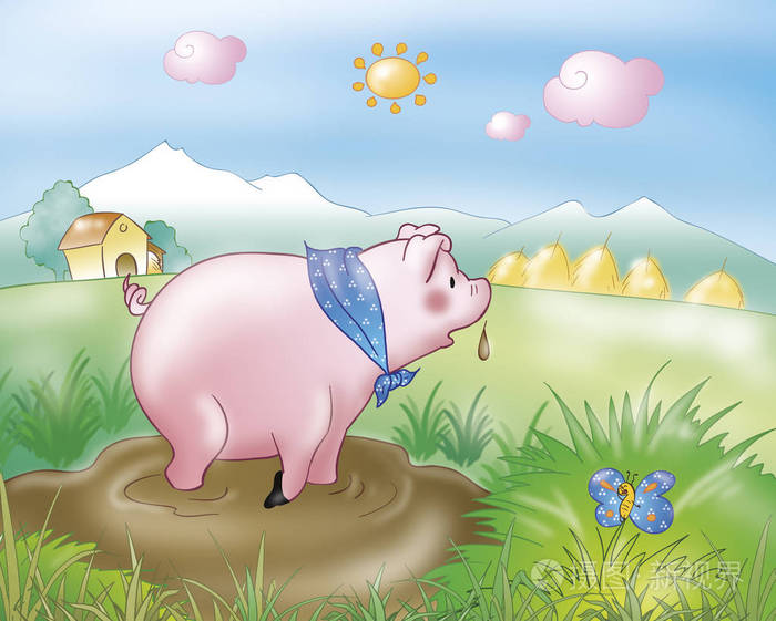 猪在泥浆中运行