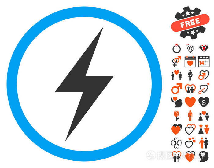 与情人节奖金电符号图标插画-正版商用图片0xdjy1-摄图新视界