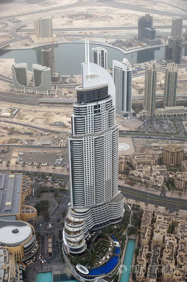 阿联酋迪拜从哈利法塔的高度鸟瞰