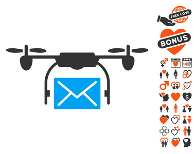 邮件传递无人机图标与情人节奖金