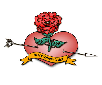 快乐的情人节那天和一朵玫瑰的心