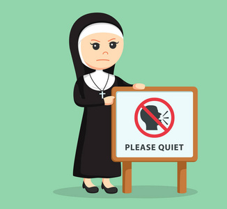 在旁边的尼姑请安静的签名年轻男人表现出沉默的姿态卡通沉默的女孩在