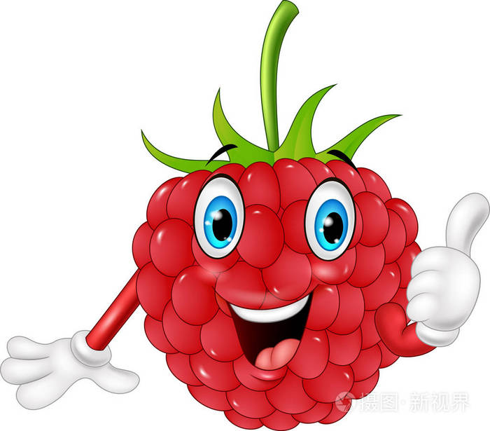卡通树莓放弃竖起大拇指