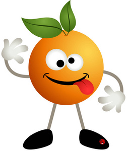 代表滑稽的橙色水果卡通，白色上孤立的可伸缩矢量图像