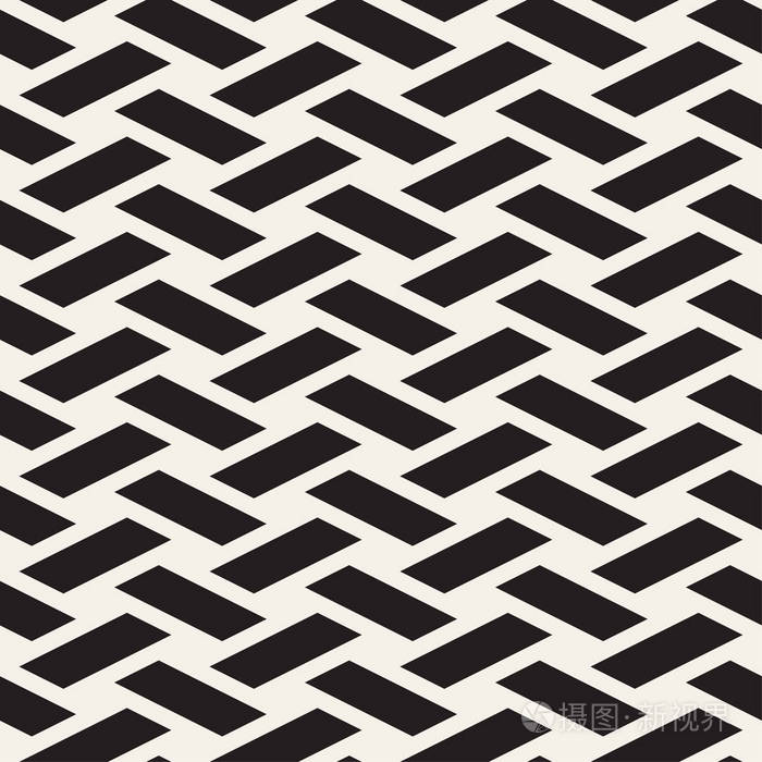 时髦的单色的斜纹矢量无缝黑色和白色花纹