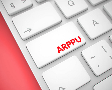 Arppu在白色键盘，键上的消息。3d