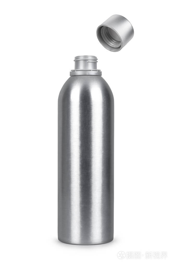 打开金属瓶白色背景上孤立