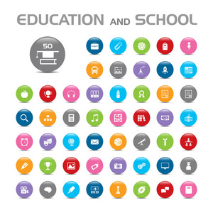 教育和学校气泡图标集