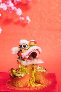 新的一年的中国传统舞狮子图片