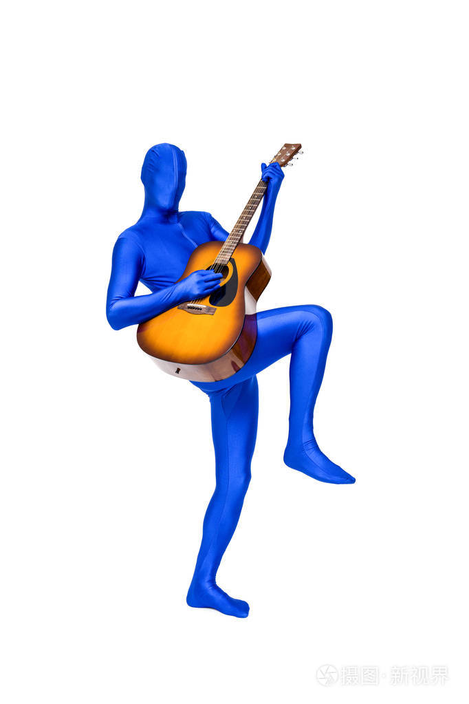 morphsuit玩一把原声吉他的男人