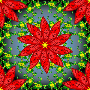 黑色背景上的红色花卉图案图片