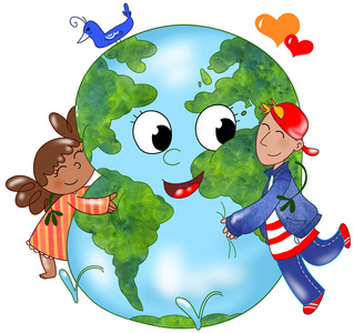 孩子们拥抱地球