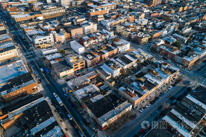 海兰敦区，在马里兰州巴尔的摩市的鸟瞰图