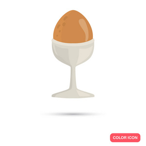 煮的鸡蛋颜色图标。针对 web 和移动设计的卡通风格