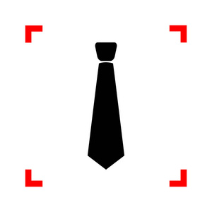 领带标志图。在焦点角白色背上的黑色图标