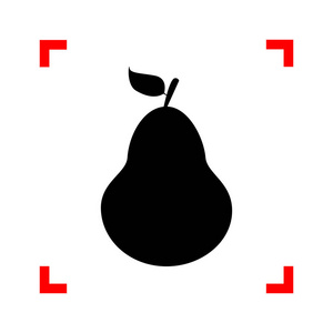梨的标志图。在焦点上白色 bac 的角落里的黑色图标