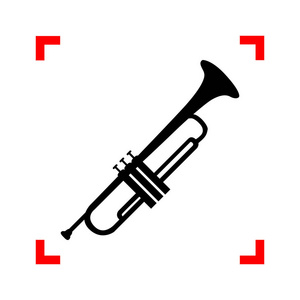 乐器喇叭标志。在焦点角上的黑色图标