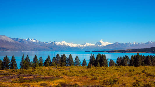 莱克普卡基和库克山山脉的全景视图