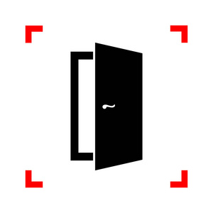 门标志图。在焦点上白色 bac 的角落里的黑色图标