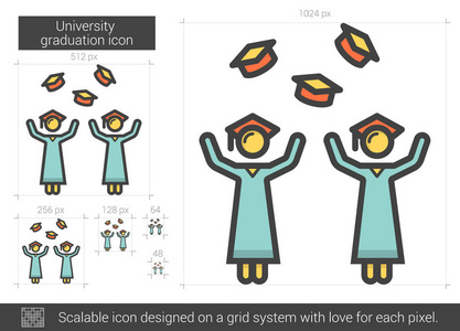 大学毕业线图标