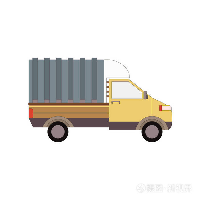 商业的送货车,运货卡车上白色孤立.矢量图