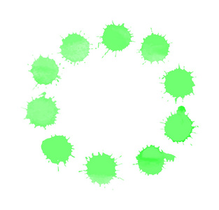 水彩矢量绿色画的矢量圆框架横幅