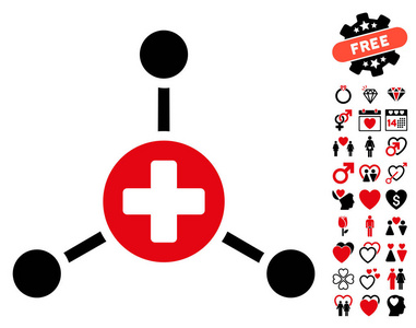 医疗中心圆形图标与情人节奖金