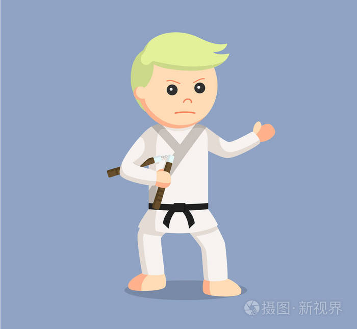 空手道的人持双节棍