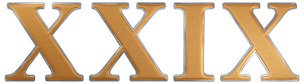 罗马数字 Xxix 号定于 et viginti，29，二十九，孤立