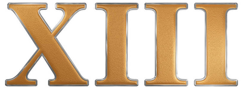 tredecim罗马数字十三,tredecim,13,十三,白坝上孤立照片