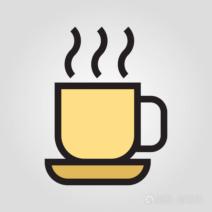 对茶杯子图标在灰色的背景上孤立的时尚平面样式.