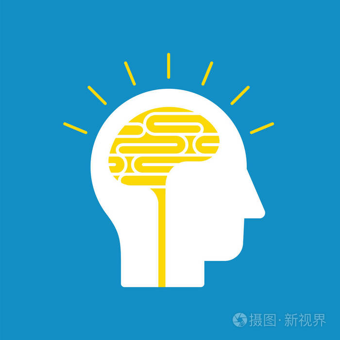 头脑风暴创意思维头部和大脑矢量图标