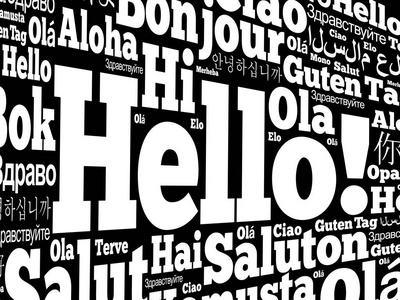 你好词云在不同的语言照片