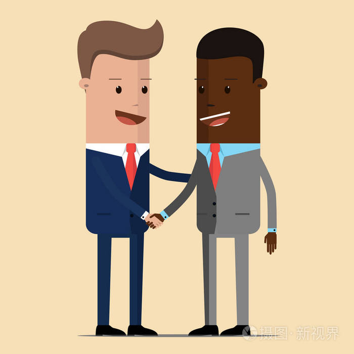 会议的两位政治家, 外交官, 伙伴或朋友握手问候
